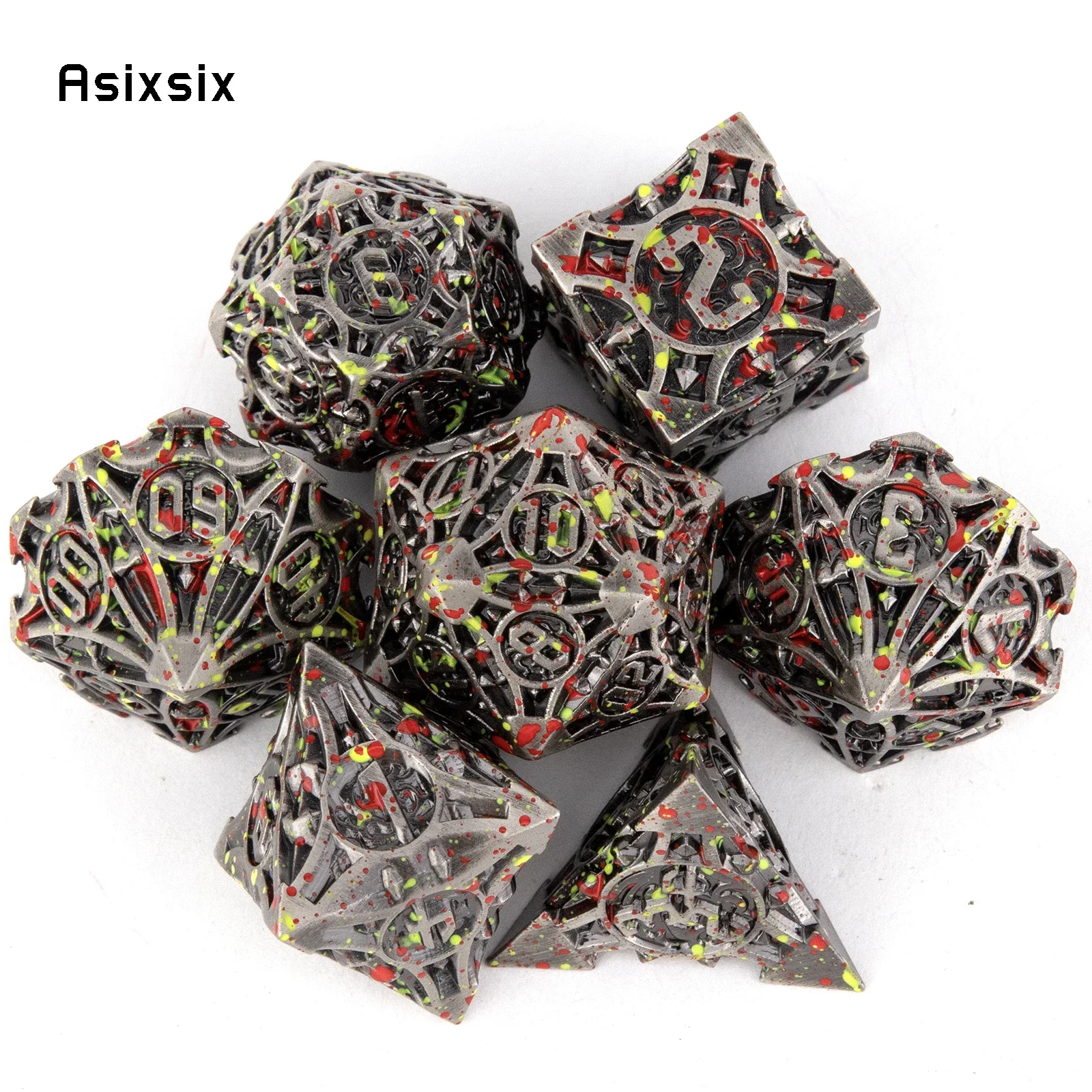 7 Pcs Silver Red Metal Dice Solid Metal Polyhedral Dice Set Suitable for Role-Playing RPG Board Game Card Game
7 Pcs Silver Red Metal Dice Solid Metal Polyhedral Dice Set Suitable for Role-Playing RPG Board Game Card Game
