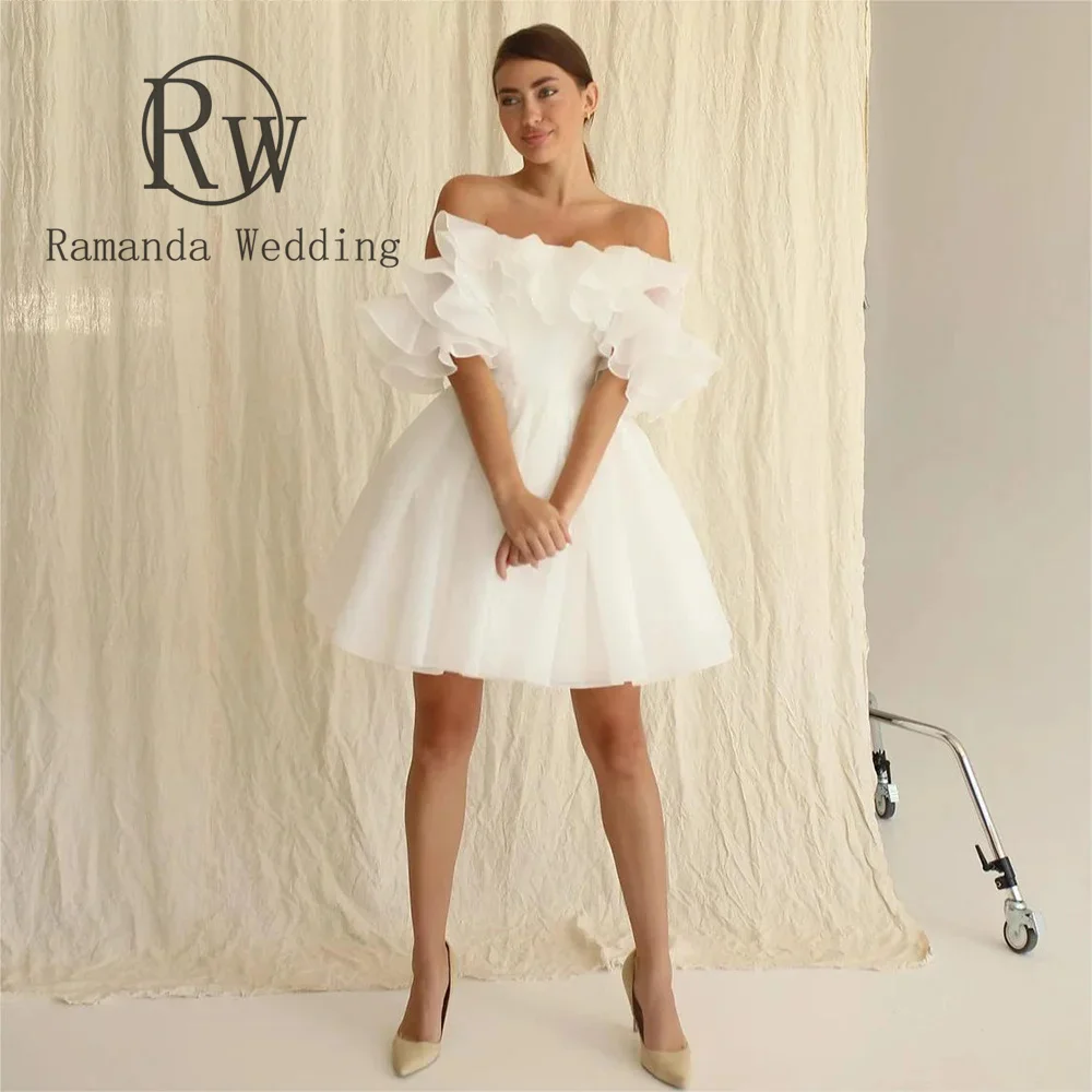Ramanda Ball Gown Princess Wedding Dresses Off Shoulder Ruffles Multilayer Knee-Length Party Dress Robe De Mariée Customized
Ramanda Ball Gown Princess Wedding Dresses Off Shoulder Ruffles Multilayer Knee-Length Party Dress Robe De Mariée Customized