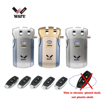 Wafu 019 리모컨 잠금 장치, 보이지 않는 데드볼트 스마트 잠금 장치, 5 크롬 도금 리모컨, 433Mhz 문짝 잠금 장치