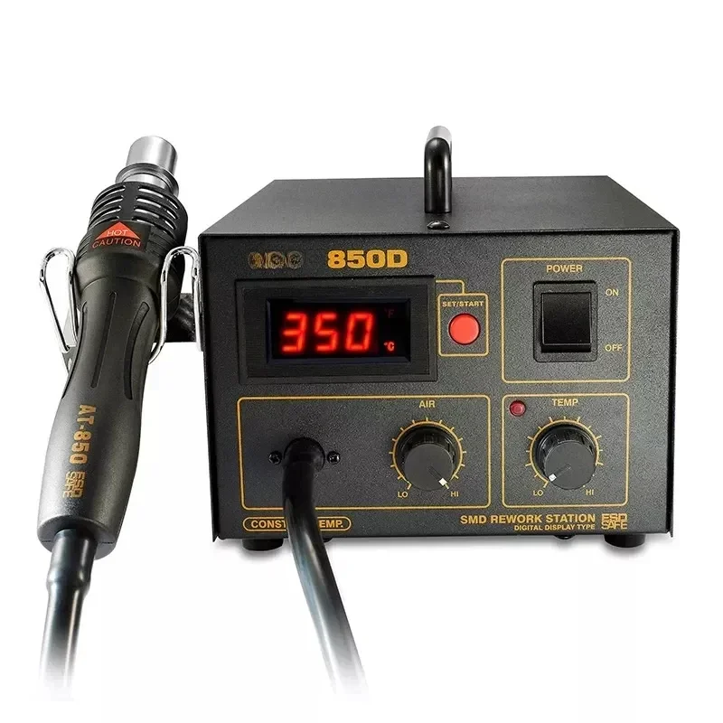 AT850D 550W 110V/220V 480 Degree Hot Air Rework Station LED Heat Blow Dryer for BGA IC Desoldering Tool
AT850D 550W 110V/220V 480 Degree Hot Air Rework Station LED Heat Blow Dryer for BGA IC Desoldering Tool