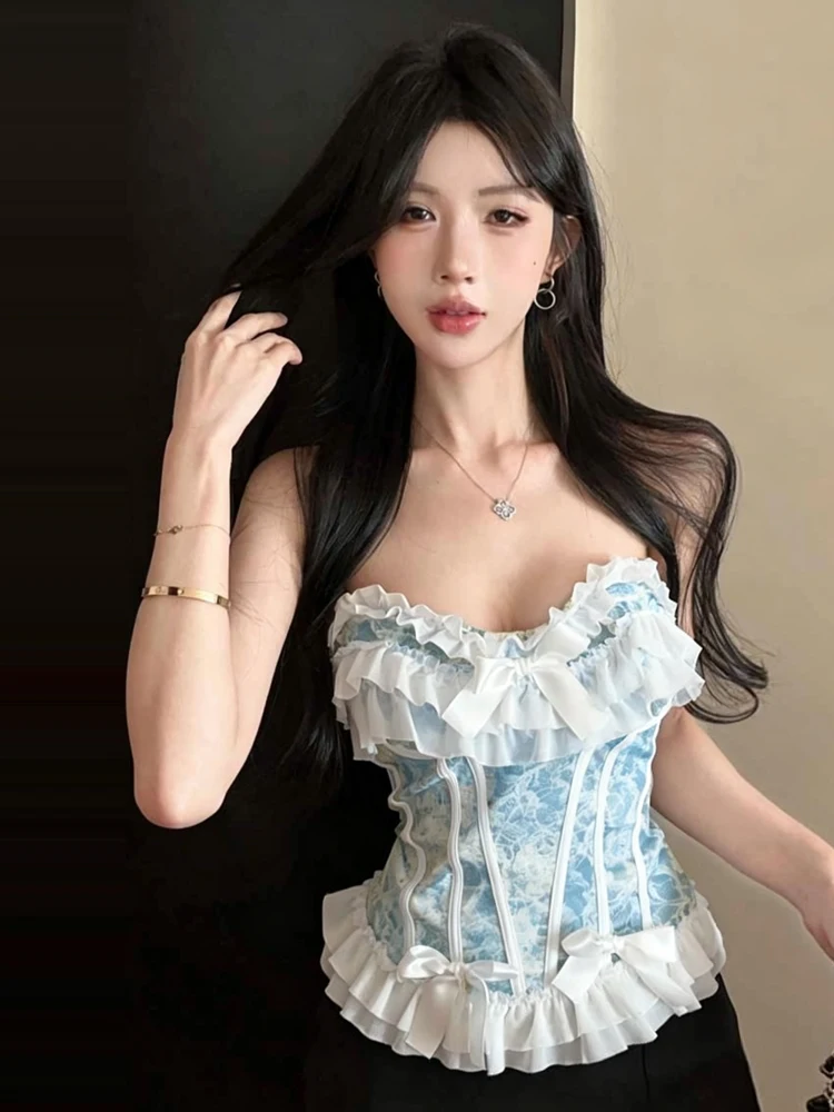 Sexy Lace Trim Fishbone Vest Top Sleeveless Crop Top And High Waist Skirt Fashion Set for Young Women Summer Casual Wear
Sexy Lace Trim Fishbone Vest Top Sleeveless Crop Top And High Waist Skirt Fashion Set for Young Women Summer Casual Wear