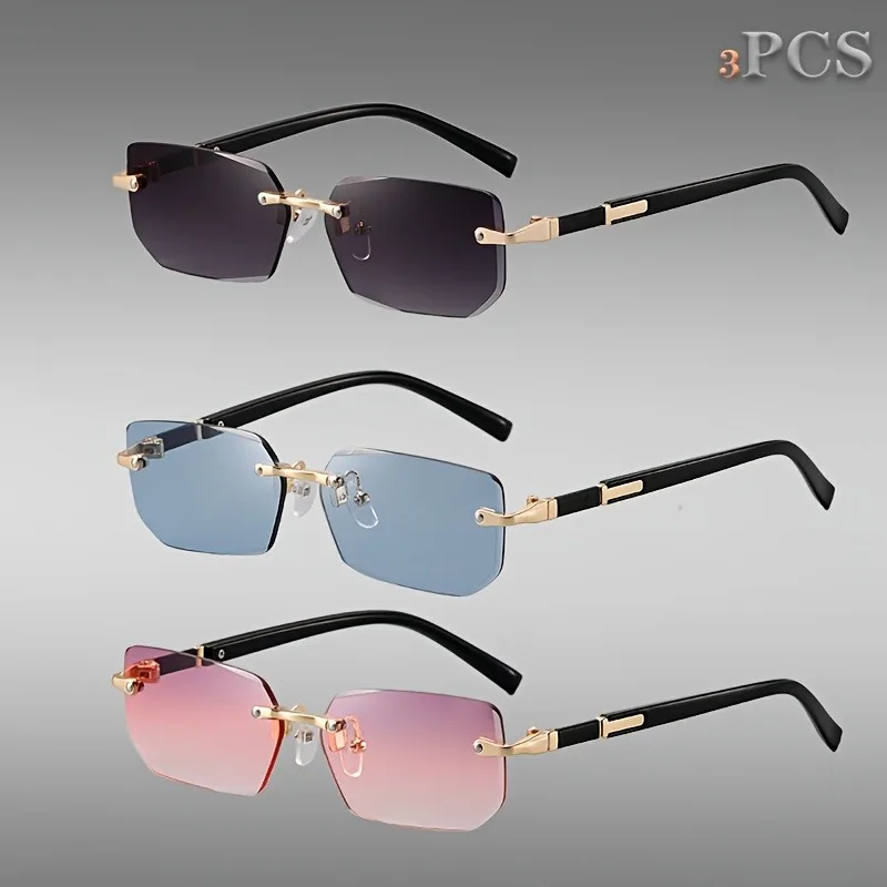 3pcs Unframed Metal Fashion Glasses for Men Women Stylish Decorative Lenses Frame Lightweight Comfortable Design for Everyday
3pcs Unframed Metal Fashion Glasses for Men Women Stylish Decorative Lenses Frame Lightweight Comfortable Design for Everyday