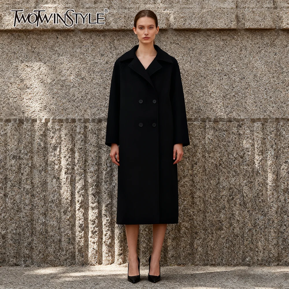 TWOTWINSTYLE свободные двубортные универсальные пальто для женщин с лацканами и длинными рукавами, минималистичное пальто, женская модная одежда
TWOTWINSTYLE свободные двубортные универсальные пальто для женщин с лацканами и длинными рукавами, минималистичное пальто, женская модная одежда