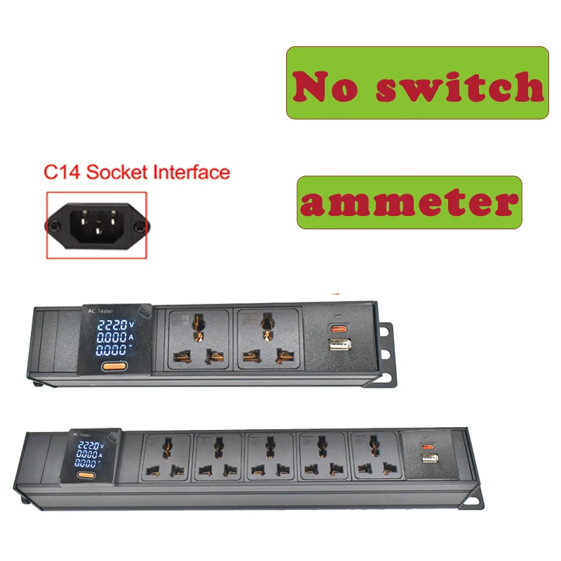 C14 port PDU power strip etwork cabinet rack 10A universal socket 1-9 AC with ammeter USB Type-C NO switch No extension cable 
C14 port PDU power strip etwork cabinet rack 10A universal socket 1-9 AC with ammeter USB Type-C NO switch No extension cable