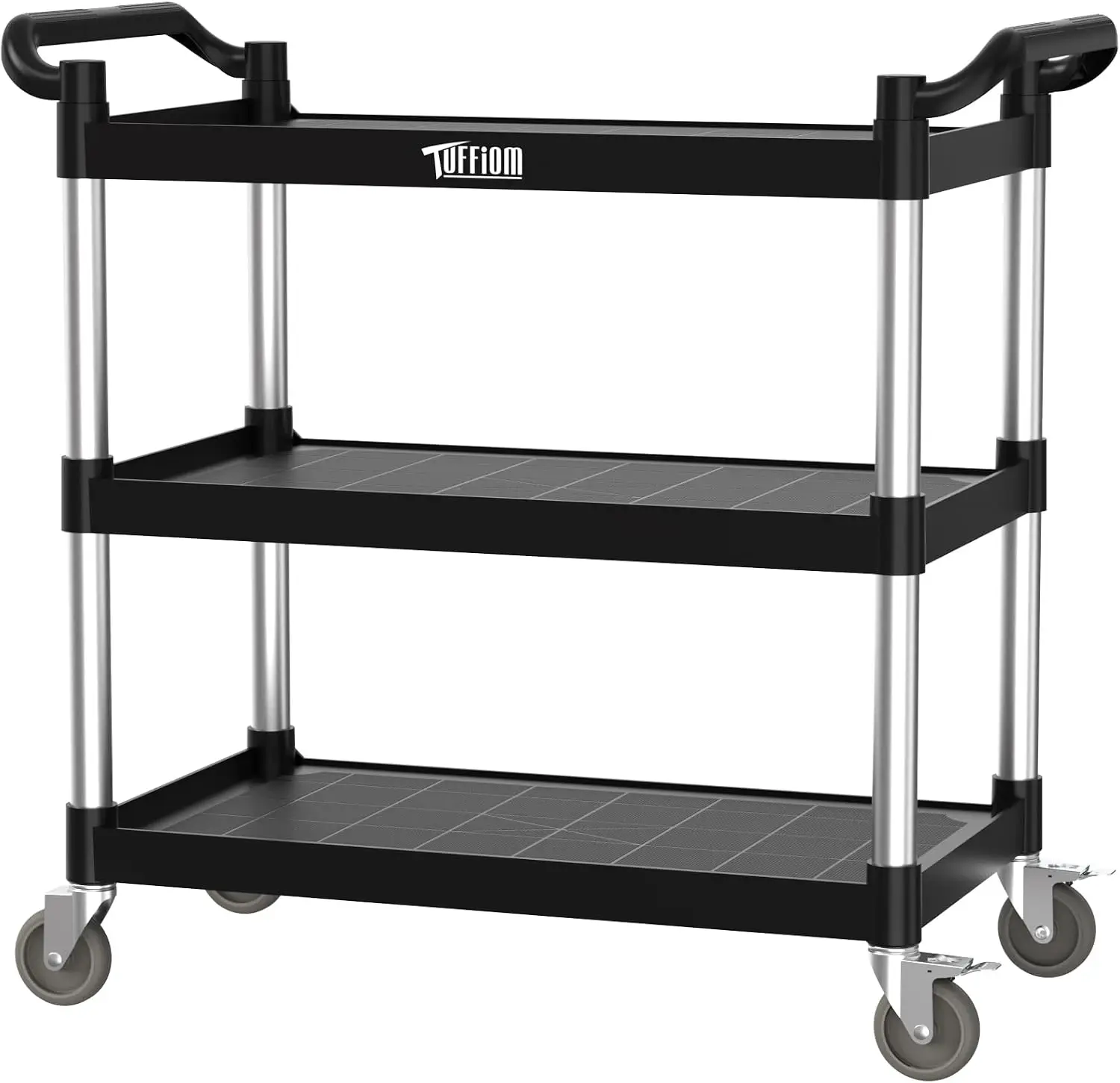 Heavy Duty 3-Tier Utility Cart with Wheels, 450lbs Capacity, Black 39.8"L x 19.1"W x 38.4"H
Heavy Duty 3-Tier Utility Cart with Wheels, 450lbs Capacity, Black 39.8"L x 19.1"W x 38.4"H