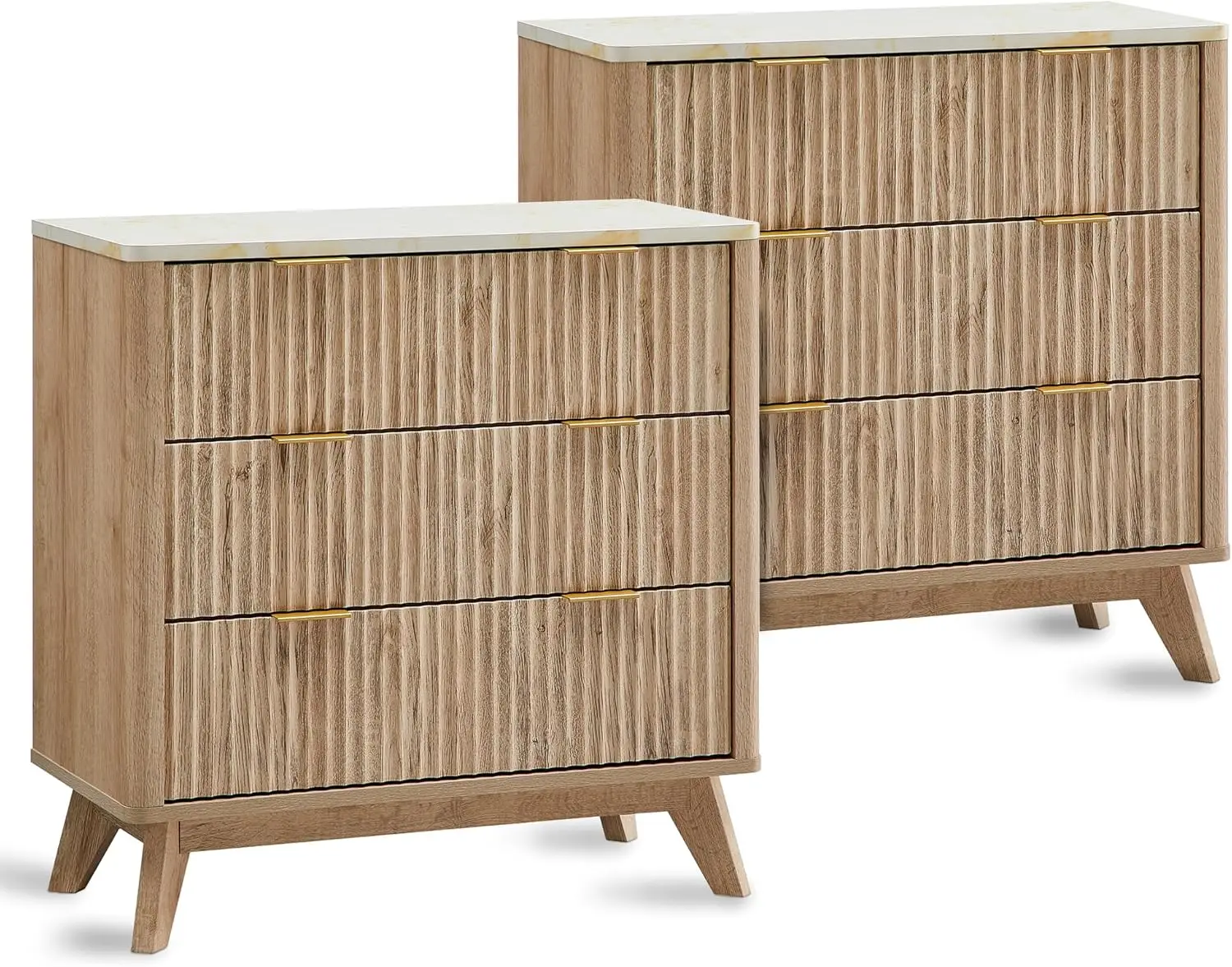 T4TREAM Fluted 3 Drawers Nightstand Set of 2, Oversized Extra Large Modern Side Table with Faux Marble Top, End Table Bedside fo
T4TREAM Fluted 3 Drawers Nightstand Set of 2, Oversized Extra Large Modern Side Table with Faux Marble Top, End Table Bedside fo