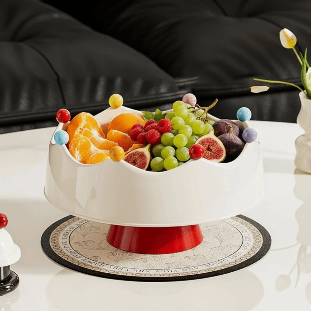 Large Capacity Fruit Bowl with Fork Detachable Crown Design Fruit Serving Plate High Legged Draining Water Snack Plate
Large Capacity Fruit Bowl with Fork Detachable Crown Design Fruit Serving Plate High Legged Draining Water Snack Plate