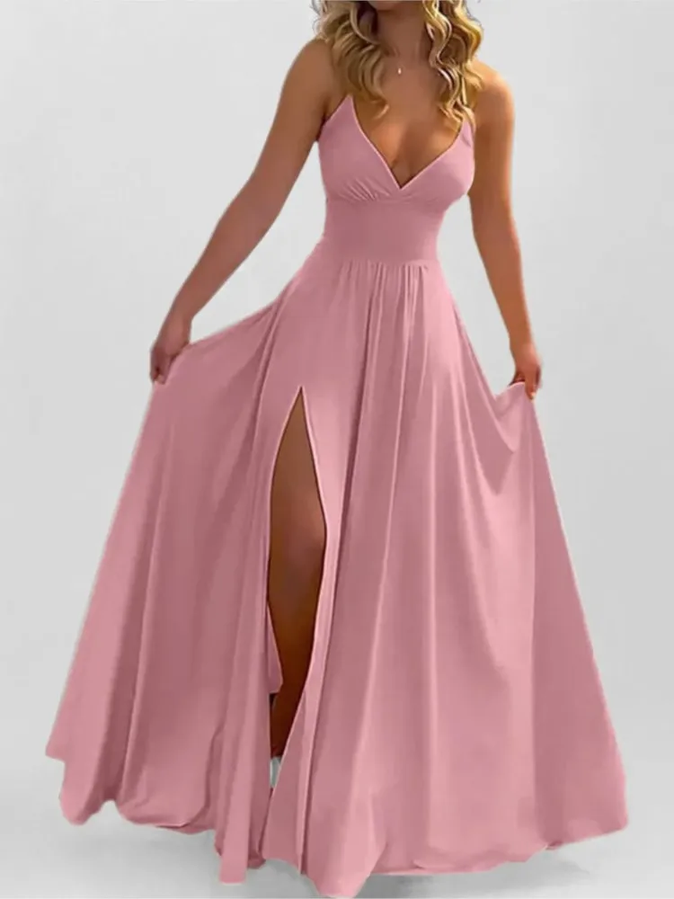 Fashion Long V-neck Dress Backless Women's Sleeveless Spaghetti Strap High Waist Vest Holiday Party Robe Date Shopping Vestidos
Fashion Long V-neck Dress Backless Women's Sleeveless Spaghetti Strap High Waist Vest Holiday Party Robe Date Shopping Vestidos