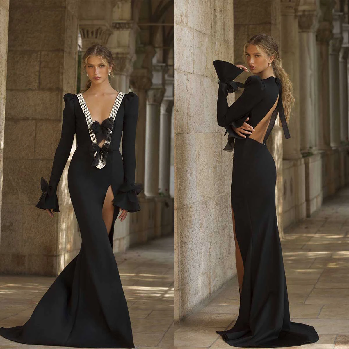 Vintage Mermaid Celebrity Dresses For Women Bow Skirt Slim Fit Long Sleeves Backless Sweep Train Dress Party Gown
Vintage Mermaid Celebrity Dresses For Women Bow Skirt Slim Fit Long Sleeves Backless Sweep Train Dress Party Gown