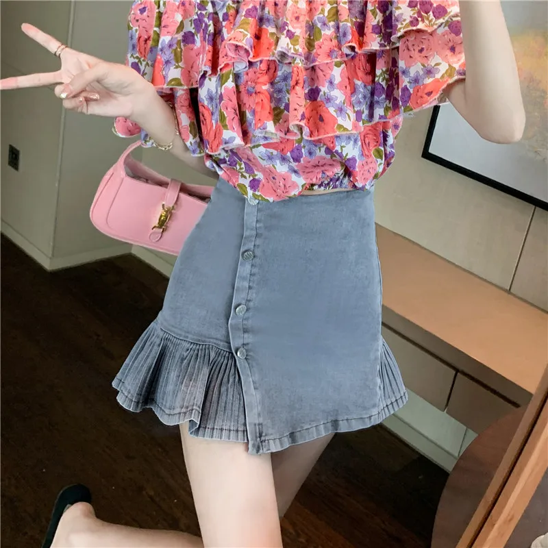 New Korean Style Women Mini Skirt High Waist Denim Skirt Slim A-line Girl's Short Dress Fashion Irregular Design Women Dress
New Korean Style Women Mini Skirt High Waist Denim Skirt Slim A-line Girl's Short Dress Fashion Irregular Design Women Dress