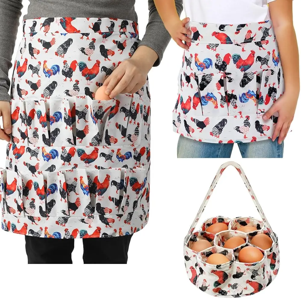 3 Pcs Egg Collecting Apron and Gathering Basket Adult 12 Pockets and Child 3 Pockets for Chicken Goose Eggs
3 Pcs Egg Collecting Apron and Gathering Basket Adult 12 Pockets and Child 3 Pockets for Chicken Goose Eggs