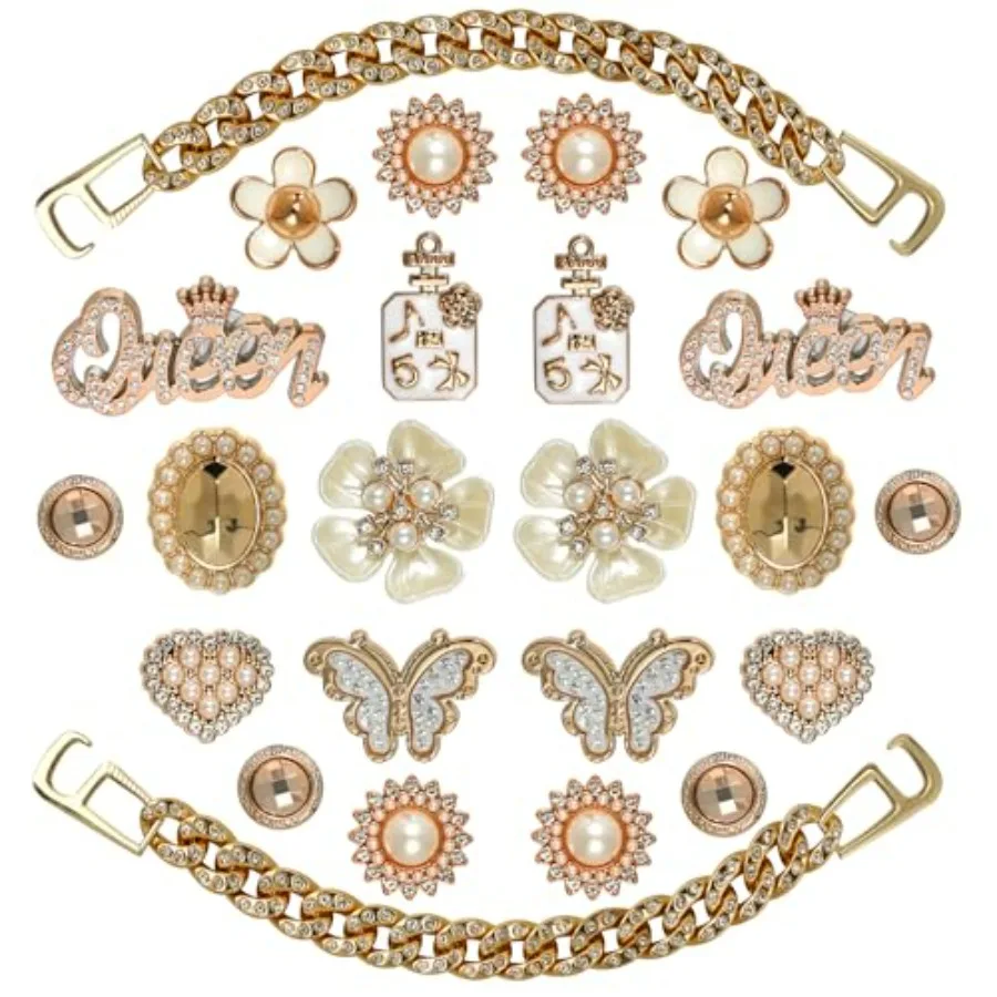 Bling Shoe Charms for Girls and Women, Girly Shoe Charms for Clog Sals, 24 PCS Glitter Pearl Flower Shoes Decoration Bulk, Shoe
Bling Shoe Charms for Girls and Women, Girly Shoe Charms for Clog Sals, 24 PCS Glitter Pearl Flower Shoes Decoration Bulk, Shoe