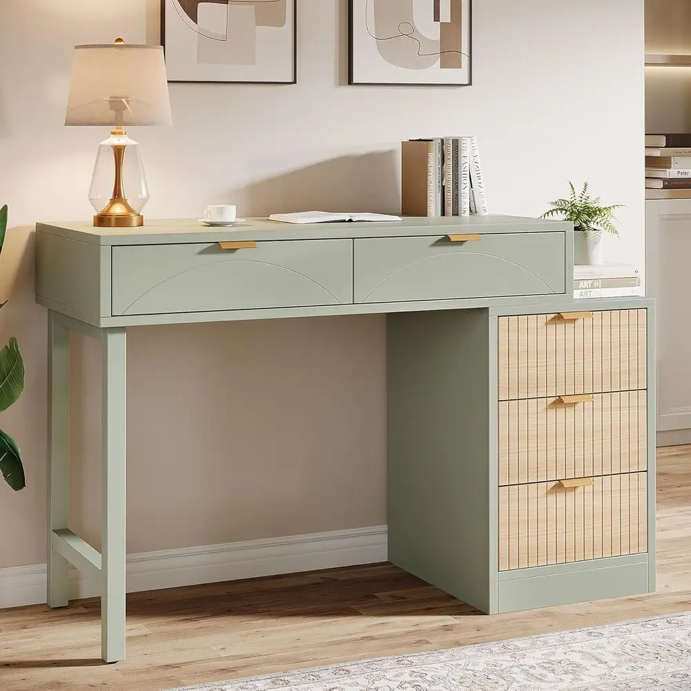5-Drawer Reversible Mint Green Desk with Storage for Compact Spaces: Ideal for Home Office or Study
5-Drawer Reversible Mint Green Desk with Storage for Compact Spaces: Ideal for Home Office or Study
