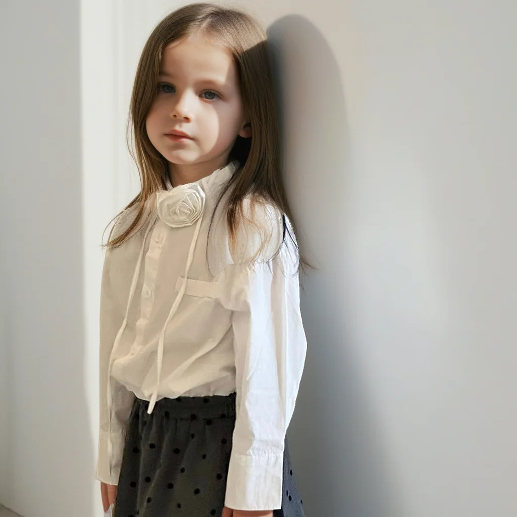 Girls White Shirt Autumn Fashion Elegant Floral Design Kids Long Sleeve Striped Blouse Casual Daily School Child Tops Clothes
Girls White Shirt Autumn Fashion Elegant Floral Design Kids Long Sleeve Striped Blouse Casual Daily School Child Tops Clothes