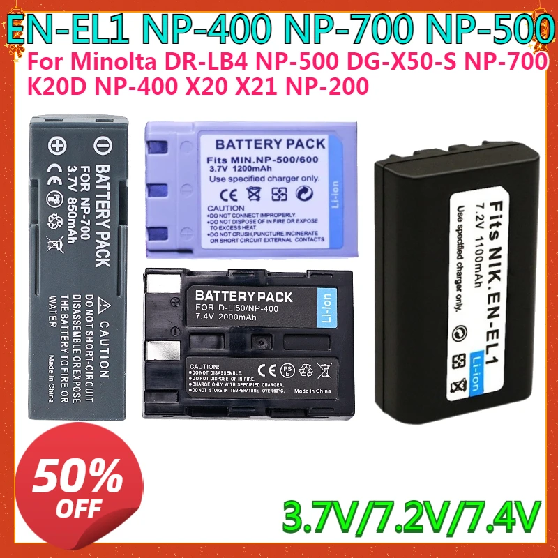 For Minolta DR-LB4 NP-500 DG-X50-S NP-700 K20D NP-400 X20 X21 NP-200 A200 DG5W EN-EL1 500Z 510Z SD15 SD14 Camera Battery
For Minolta DR-LB4 NP-500 DG-X50-S NP-700 K20D NP-400 X20 X21 NP-200 A200 DG5W EN-EL1 500Z 510Z SD15 SD14 Camera Battery