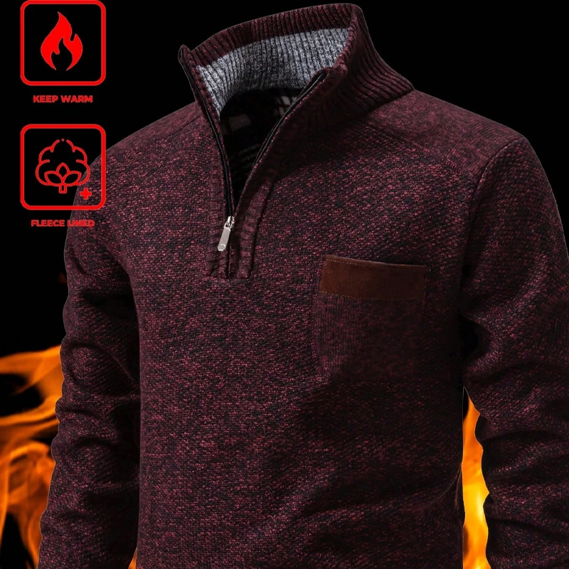 Oversized Mens Sweater Fleece Lined Knitwear Quarter Zipper Stand Collar Pullover Sweaters Autumn Winter Outerwear Men Clothes
Oversized Mens Sweater Fleece Lined Knitwear Quarter Zipper Stand Collar Pullover Sweaters Autumn Winter Outerwear Men Clothes
