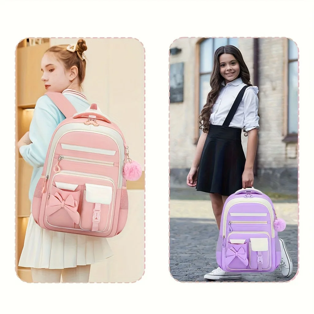 Elementary School Bag Breathable Spine Backpack Color Block Backpack Waterproof Bow School Bag Set For Gift For Elementary
Elementary School Bag Breathable Spine Backpack Color Block Backpack Waterproof Bow School Bag Set For Gift For Elementary