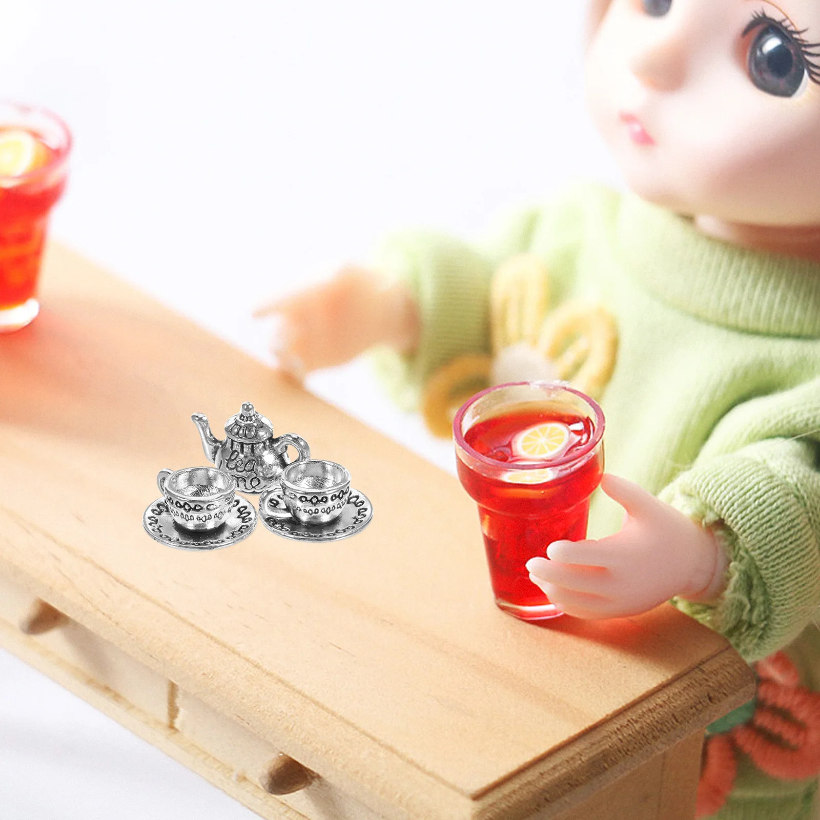 1 set Mini Teapot Set Simulated Metal Design Decorative Kitchen Ornament Zinc Alloy Office Miniature Tea Room
1 set Mini Teapot Set Simulated Metal Design Decorative Kitchen Ornament Zinc Alloy Office Miniature Tea Room