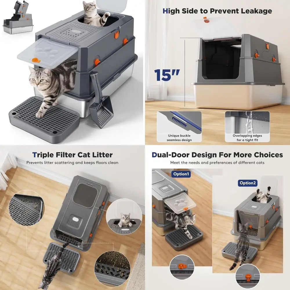 Большой закрытый металлический ящик для кошачьего туалета для больших кошек с высокими сторонами и крышкой, прочный дизайн из нержавеющей стали
Большой закрытый металлический ящик для кошачьего туалета для больших кошек с высокими сторонами и крышкой, прочный дизайн из нержавеющей стали