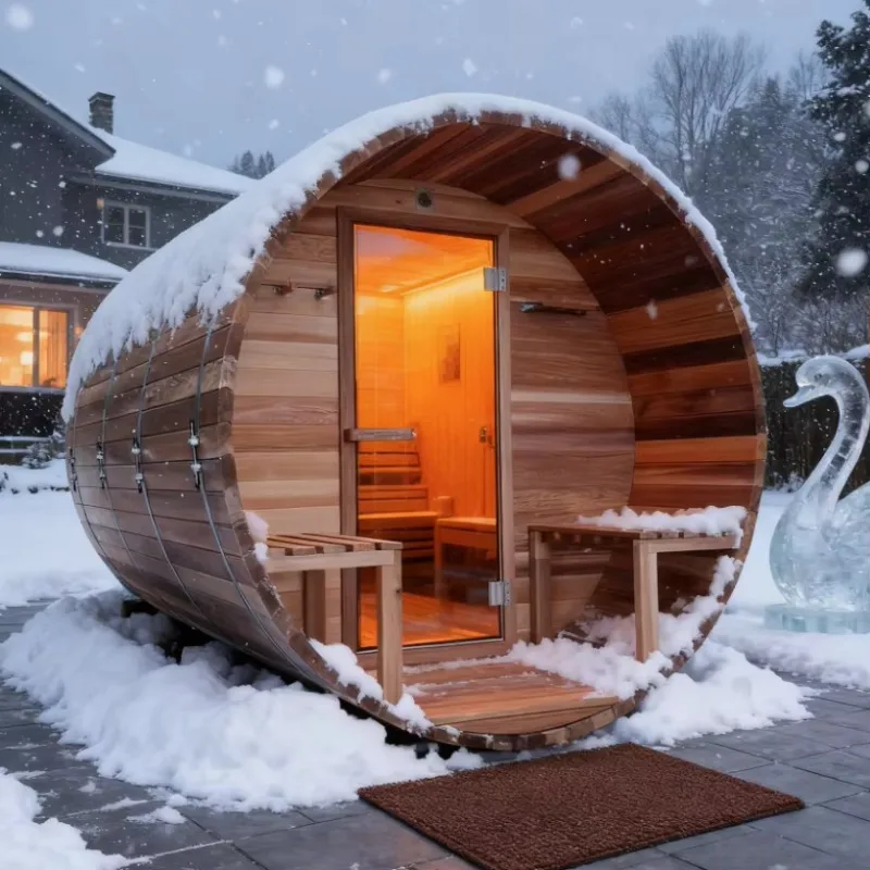 Customized Canadian Hemlock Barrel Sauna Panoramic Glass Stove Red Cedar 6 Person Capacity Dry Steam Modern Design Outdoor
Customized Canadian Hemlock Barrel Sauna Panoramic Glass Stove Red Cedar 6 Person Capacity Dry Steam Modern Design Outdoor