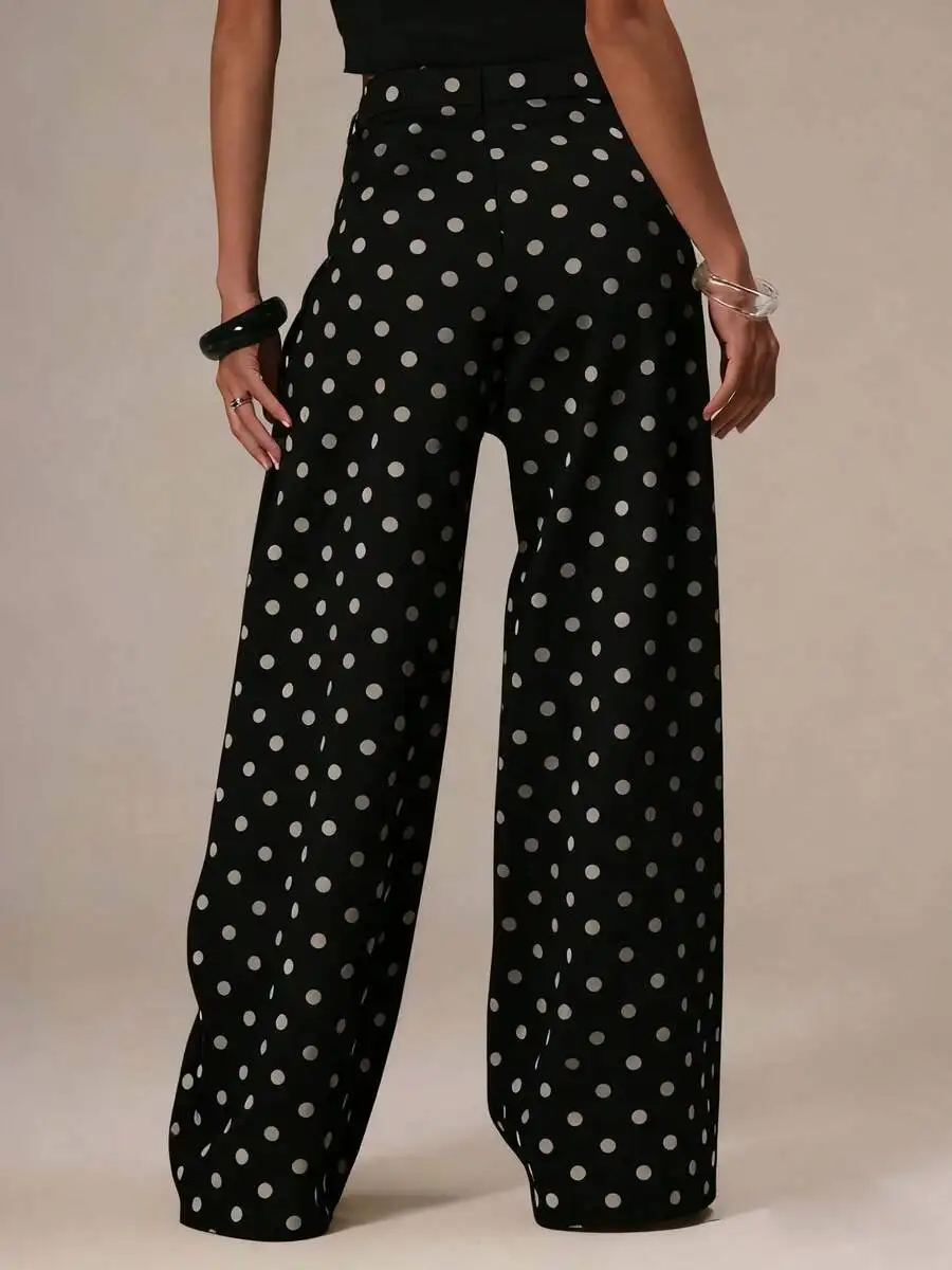 Polka Dot Wide Leg Pants Mid Rise Casual Office Party
Polka Dot Wide Leg Pants Mid Rise Casual Office Party