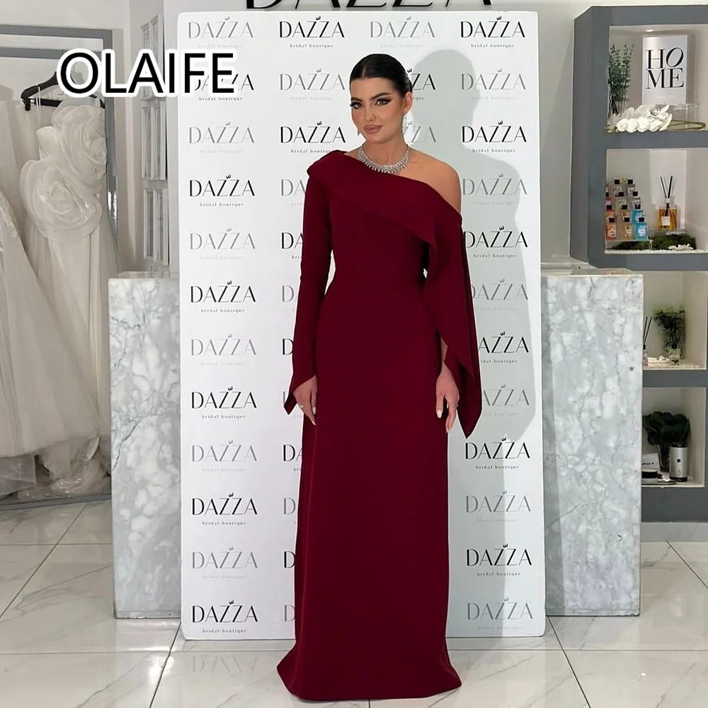 OLAIFE Modest Bridal One Shoulder Satin Solid Prom Bridesmaid Dress Sheath Court Long Sleeve Prom Evening Gown with Cape
OLAIFE Modest Bridal One Shoulder Satin Solid Prom Bridesmaid Dress Sheath Court Long Sleeve Prom Evening Gown with Cape