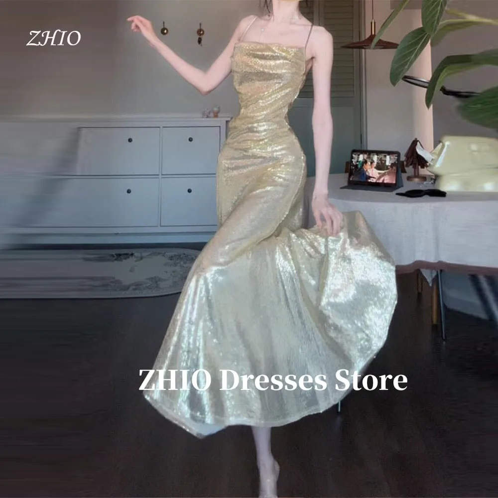 ZHIO Sparkly Gold Mermaid Evening Party Dresses Champagne Glitter Ankle Length Slim Lady Formal Prom Gowns Customized Straps
ZHIO Sparkly Gold Mermaid Evening Party Dresses Champagne Glitter Ankle Length Slim Lady Formal Prom Gowns Customized Straps
