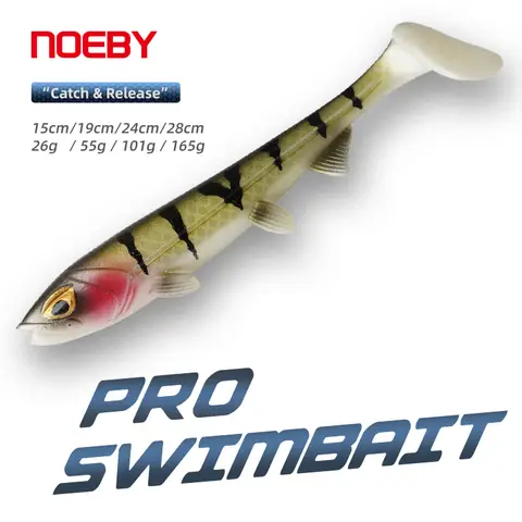 Noeby-señuelo blando para pesca de Lucio, 15cm, 26g, 19cm, 55g, 24cm, 101g, 28cm, 165g, hundimiento, Pro Swimbait, silicona, gran juego, cebo blando de pesca