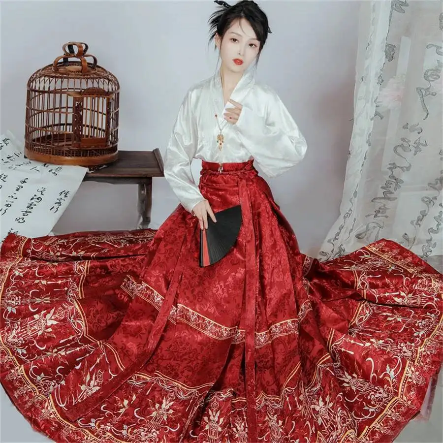 Women Ma Mian Qun Elegant Horse Face Skirt Ethnic Retro Hanfu Performance Cosplay Costume Ming Dynasty Mamian top and Skirt
Women Ma Mian Qun Elegant Horse Face Skirt Ethnic Retro Hanfu Performance Cosplay Costume Ming Dynasty Mamian top and Skirt