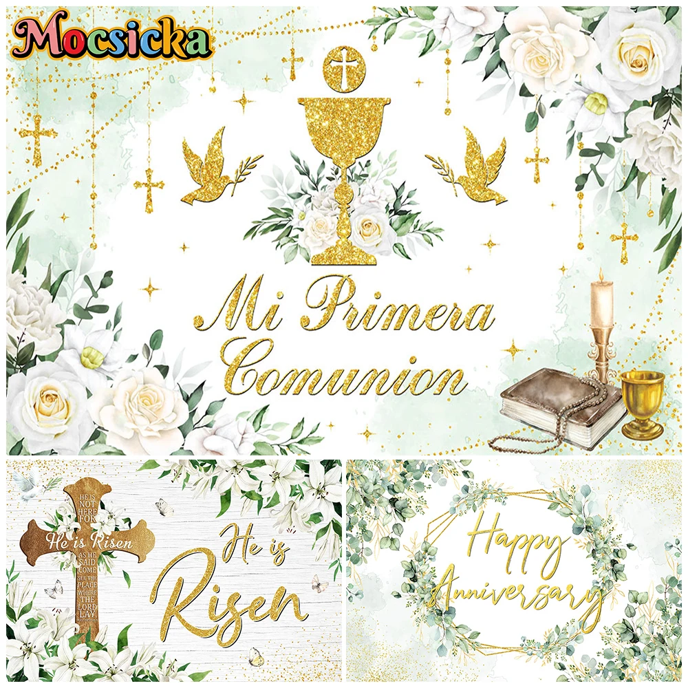 Mocsicka First Holy Communion Tapestry Backgrounds Mi Primera Comunion Greenery Gold Cross Chalice Photo Banner Party Backdrops
Mocsicka First Holy Communion Tapestry Backgrounds Mi Primera Comunion Greenery Gold Cross Chalice Photo Banner Party Backdrops