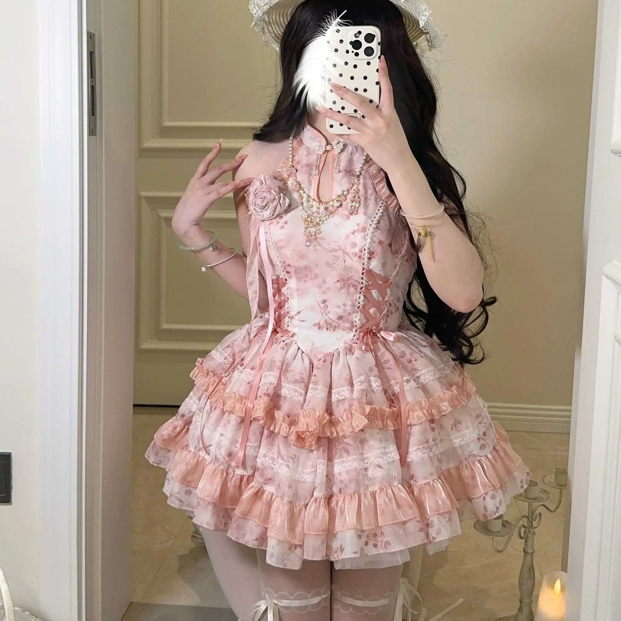 White Sugar Girl Original Design Lolita Dress Chinese Style Hanging Neck Dress Summer 2025
White Sugar Girl Original Design Lolita Dress Chinese Style Hanging Neck Dress Summer 2025
