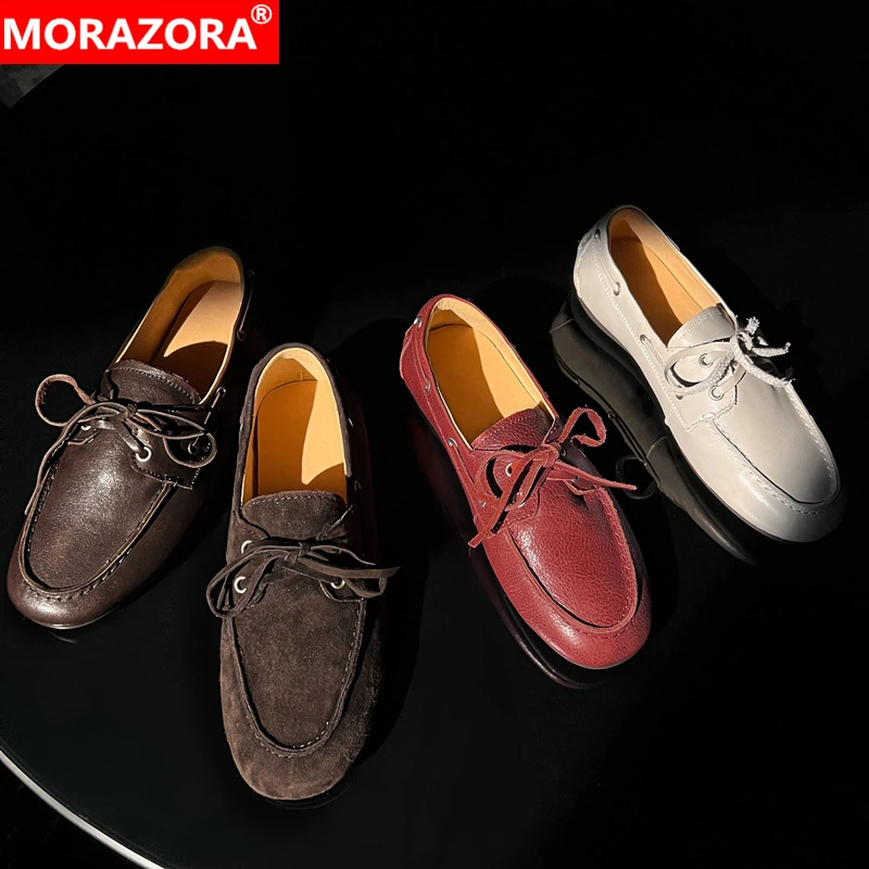 MORAZORA 2025 New Luxury Brand Genuine Leather Shoes Women Flats Lace Up Women's Loafers Solid Color Spring Summer Flat Shoes
MORAZORA 2025 New Luxury Brand Genuine Leather Shoes Women Flats Lace Up Women's Loafers Solid Color Spring Summer Flat Shoes