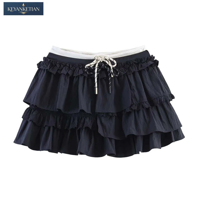 KEYANKETIAN 2026 Summer Romantic Lolita Style Layered Ruffle Skirt Lace Trim, Drawstring & Flared Silhouette A-Line Skirt
KEYANKETIAN 2026 Summer Romantic Lolita Style Layered Ruffle Skirt Lace Trim, Drawstring & Flared Silhouette A-Line Skirt