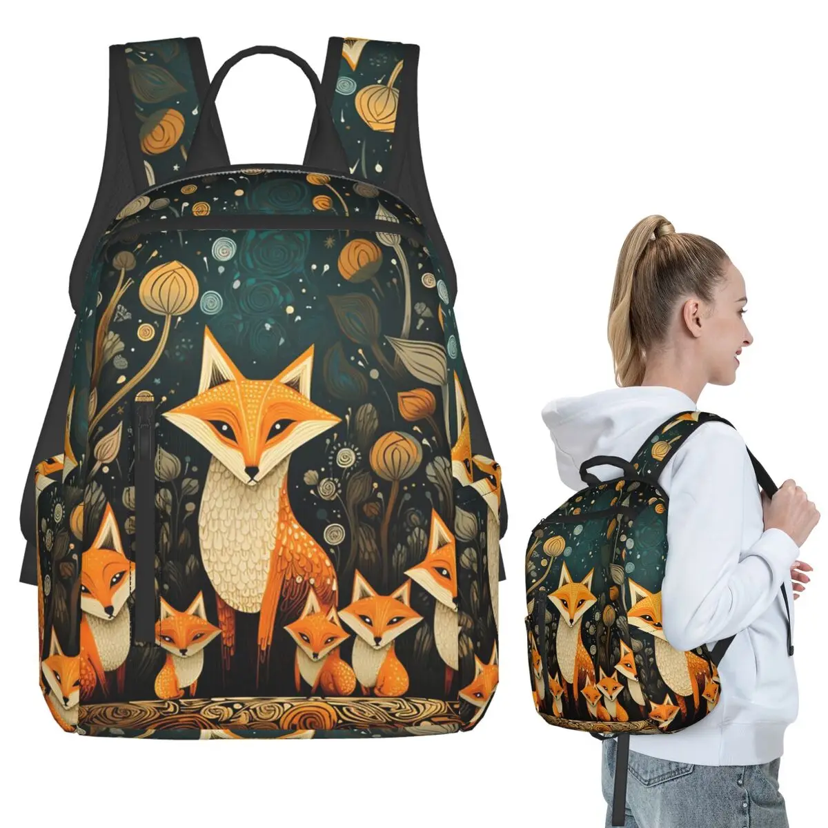 Magical Forest Fox Family Pattern Backpack Student BookBag Kids School Bag Computer Shoulder Bags Boys Girls
Magical Forest Fox Family Pattern Backpack Student BookBag Kids School Bag Computer Shoulder Bags Boys Girls
