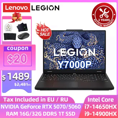 Lenovo LEGION Y7000P Dizüstü Bilgisayar Core i9-14900HX/i7-14650HX GeForce RTX 5060/5070 16G/32G DDR5 1T SSD 16 inç 2.5K Oyun Dizüstü Bilgisayarları Yeni