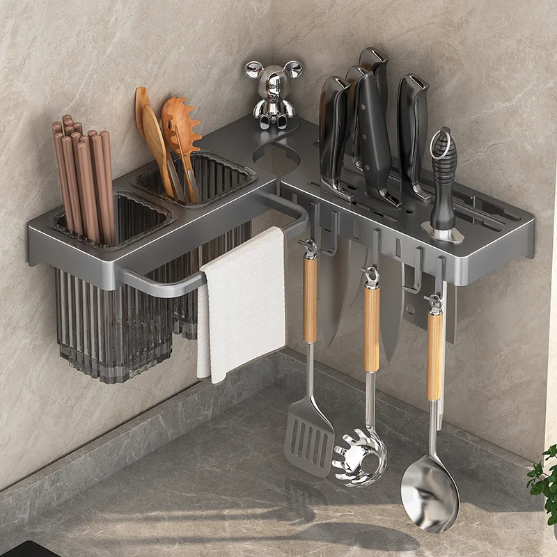 Wall Mounted Kitchen Organizer - No Drilling Knife Holder Chopstick Container All-in-One Utensil Drainer for Knives/Forks/Spoons
Wall Mounted Kitchen Organizer - No Drilling Knife Holder Chopstick Container All-in-One Utensil Drainer for Knives/Forks/Spoons