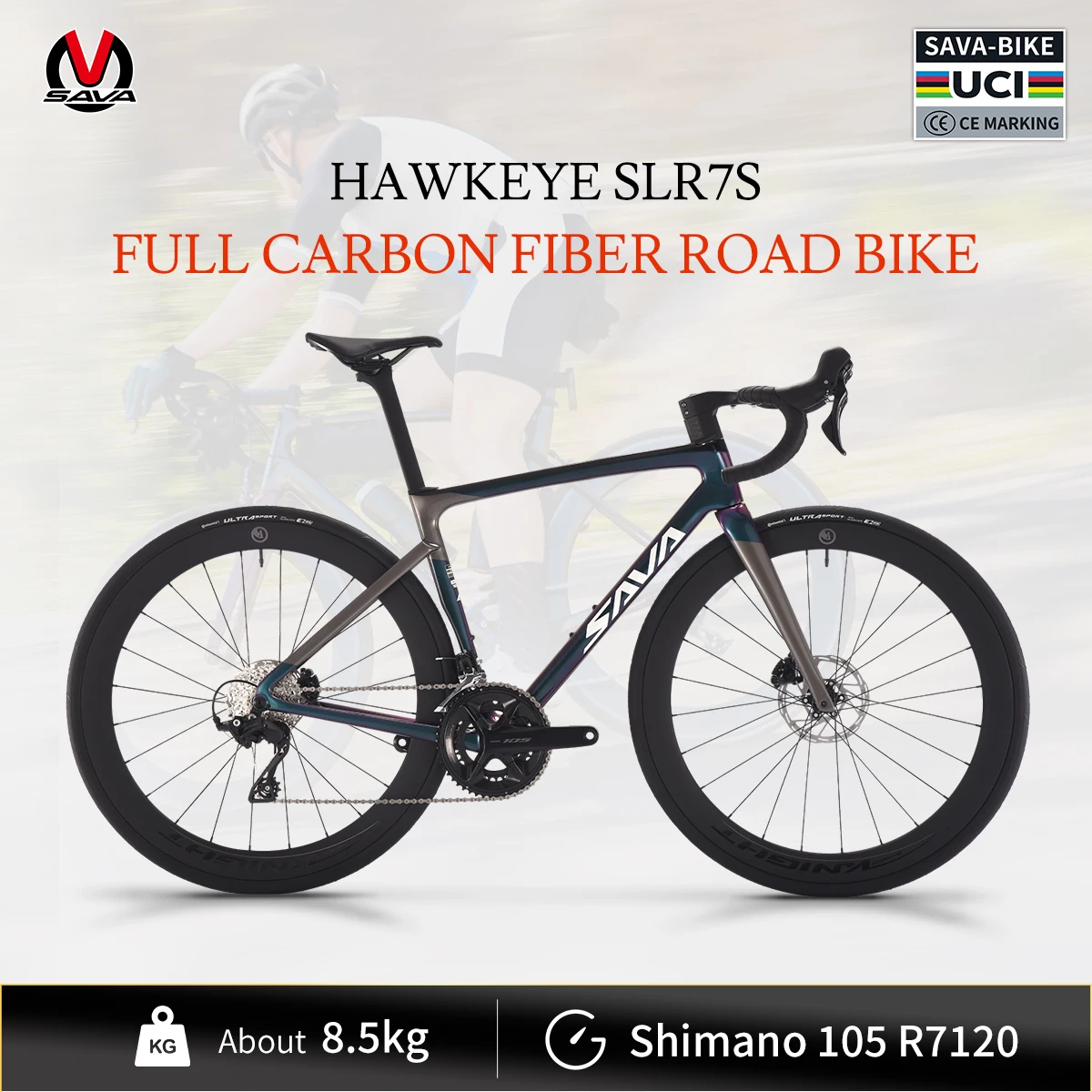 SAVA HAWKEYE Carbon Road Bike with SHIMAN0 105 7120 Kit T800 Carbon Road Bike Race Bike Aluminum Wheels
SAVA HAWKEYE Carbon Road Bike with SHIMAN0 105 7120 Kit T800 Carbon Road Bike Race Bike Aluminum Wheels