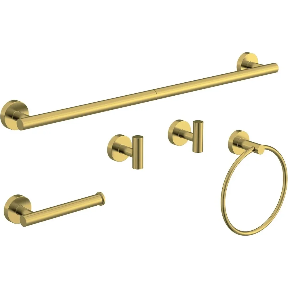 5 Piece Brushed Gold Bathroom Hardware Set SUS304 Stainless Steel Wall Mounted Towel Rack and Paper Holder
5 Piece Brushed Gold Bathroom Hardware Set SUS304 Stainless Steel Wall Mounted Towel Rack and Paper Holder