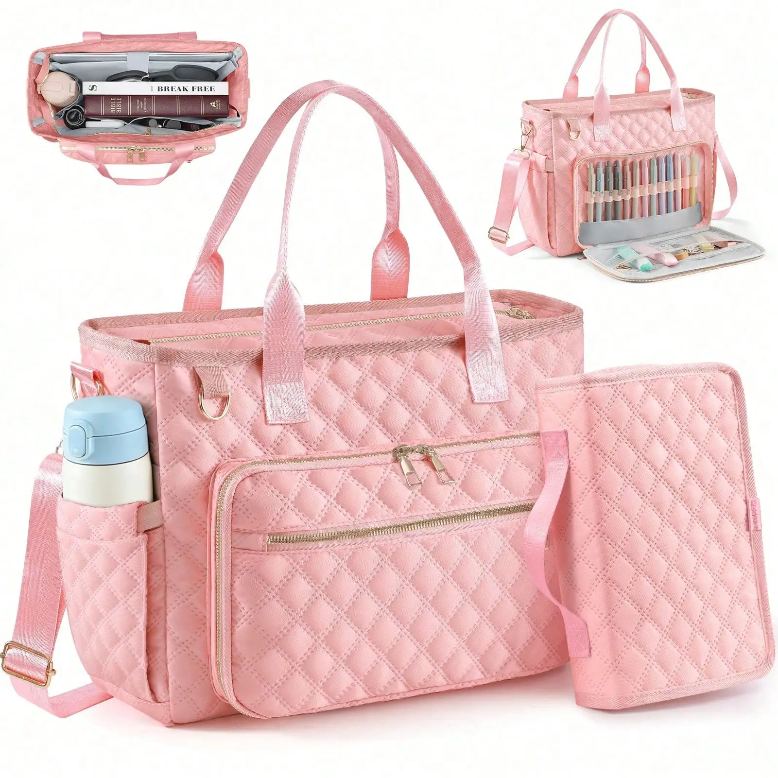 2pcs Teacher Tote Bag, Adjustable Shoulder Strap Laptop Bag, Bible Bag With Bible Cover Case For Women,Great For Storage Bible S
2pcs Teacher Tote Bag, Adjustable Shoulder Strap Laptop Bag, Bible Bag With Bible Cover Case For Women,Great For Storage Bible S