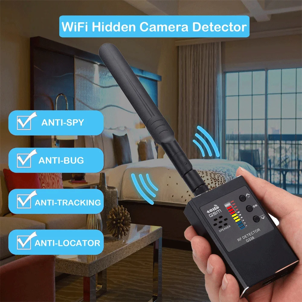 G338 Hidden Camera Detector Bug Mini Anti Spy GPS Wireless Signal Automatic Detects RF Locator Tracker Finder Wireless Scanner
G338 Hidden Camera Detector Bug Mini Anti Spy GPS Wireless Signal Automatic Detects RF Locator Tracker Finder Wireless Scanner