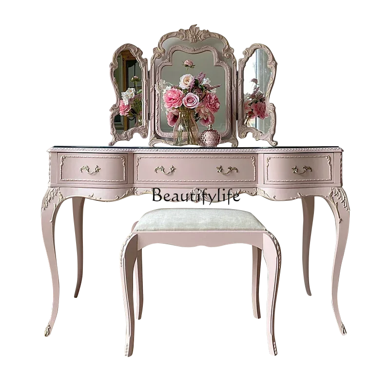 FG52American French solid wood pink bedroom princess dressing table makeup mirror light luxury simple
FG52American French solid wood pink bedroom princess dressing table makeup mirror light luxury simple