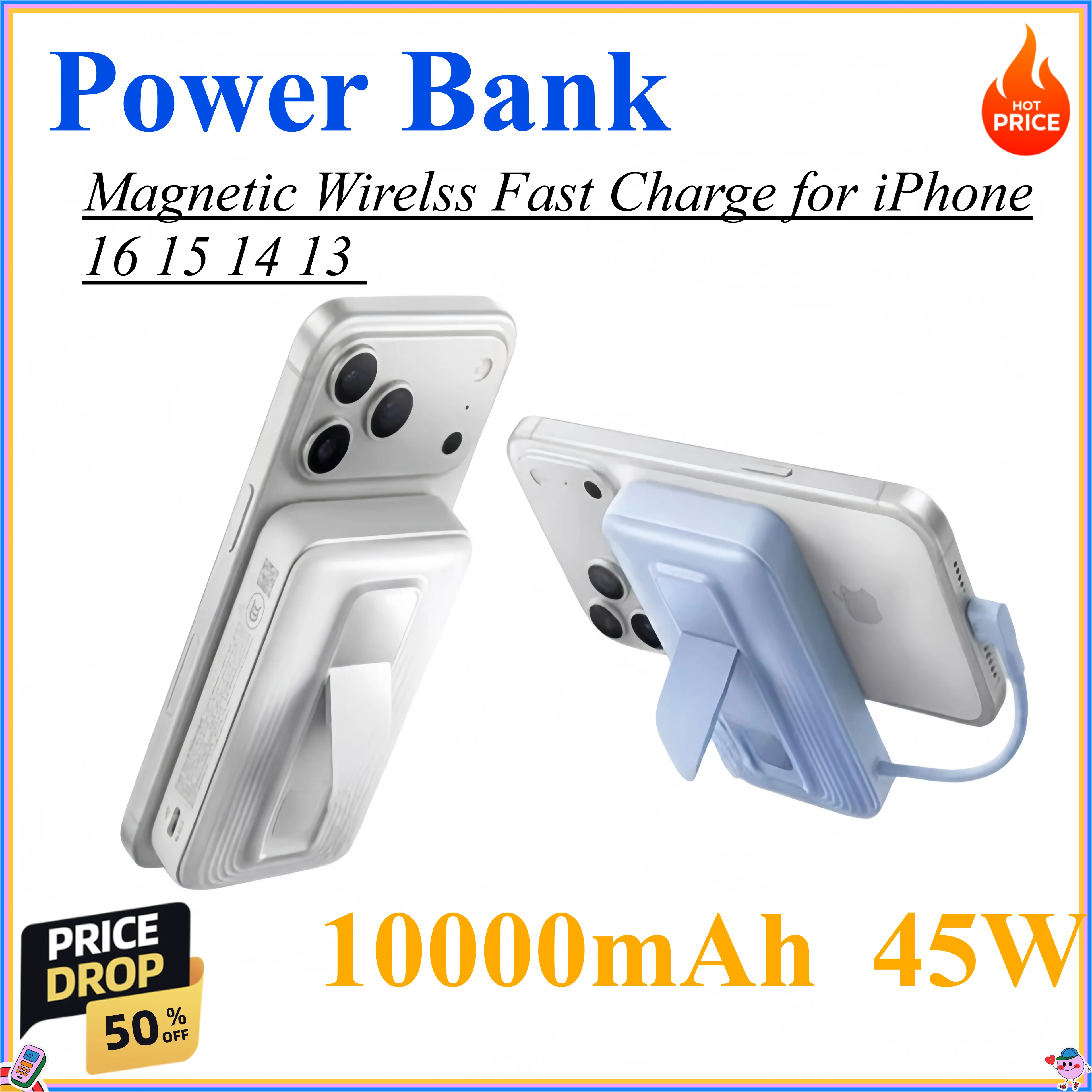 10000mAh 45W Power Bank Magnetic Wirelss Fast Charge for iPhone 16 15 14 13 Portable Power Bank for Magsafe
10000mAh 45W Power Bank Magnetic Wirelss Fast Charge for iPhone 16 15 14 13 Portable Power Bank for Magsafe
