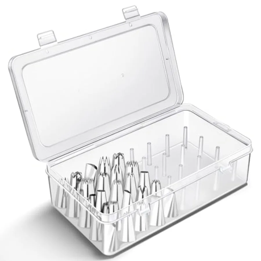 Piping Tips Storage Box with Fixed Pins, 42 Pegs Piping Tip Set Organizer Case, Cake Decorating Kit Storage Organizer
Piping Tips Storage Box with Fixed Pins, 42 Pegs Piping Tip Set Organizer Case, Cake Decorating Kit Storage Organizer