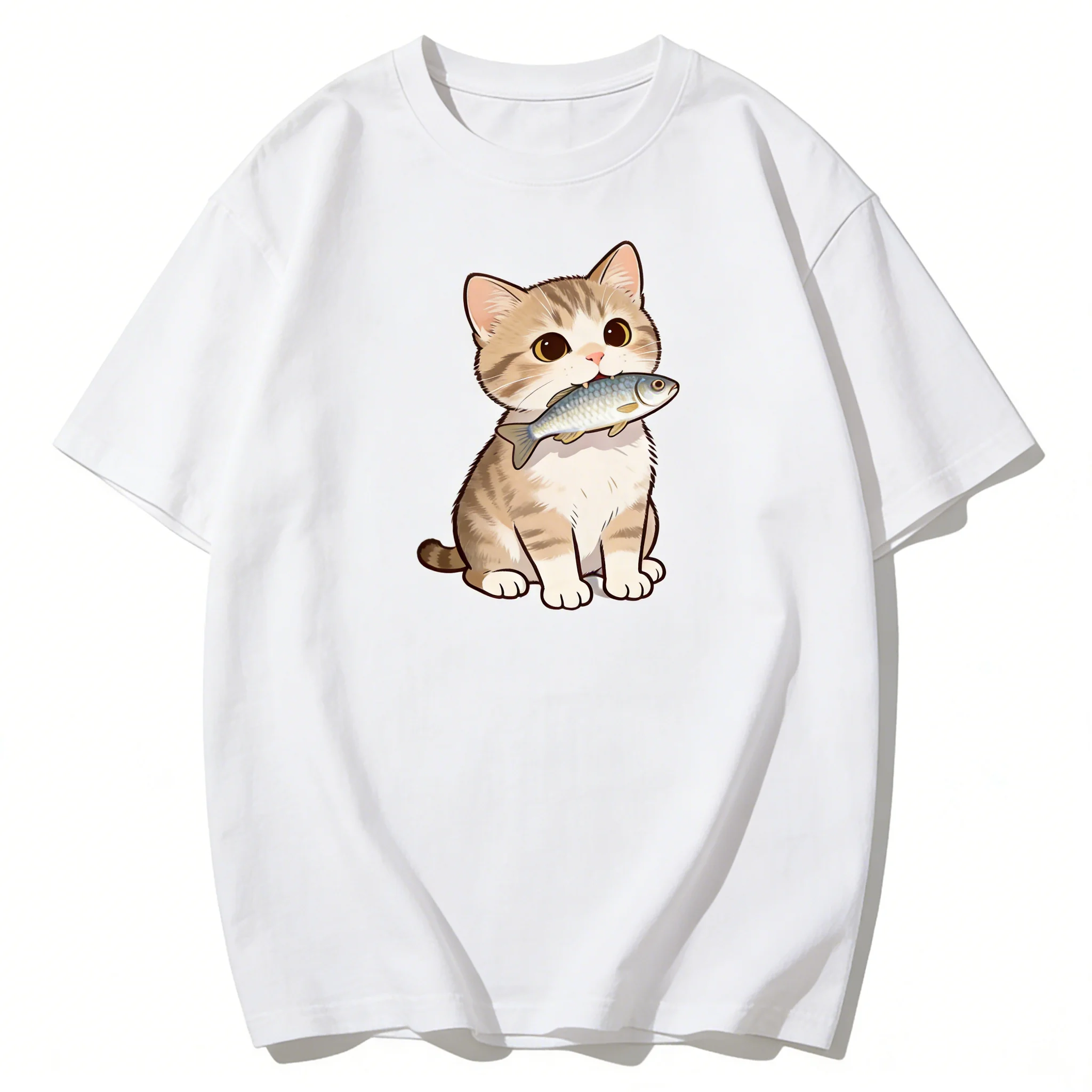 Zagros Cute Cat Holding Fish Print T-shirt Casual Unisex Short Sleeve Cotton Top Summer Kawaii Streetwear For Pet Lovers
Zagros Cute Cat Holding Fish Print T-shirt Casual Unisex Short Sleeve Cotton Top Summer Kawaii Streetwear For Pet Lovers