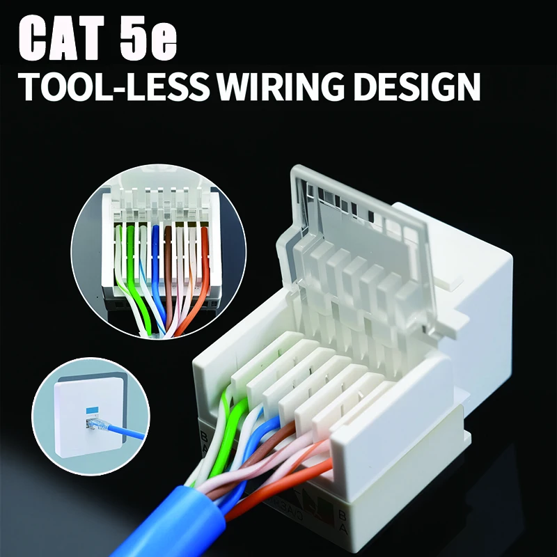 10PCS Cat5e ToolLess Keystone Jack Connector Adapter Keystone Module for Patch Panel Wall Outlet Data Center Wiring Ethernet LAN
10PCS Cat5e ToolLess Keystone Jack Connector Adapter Keystone Module for Patch Panel Wall Outlet Data Center Wiring Ethernet LAN
