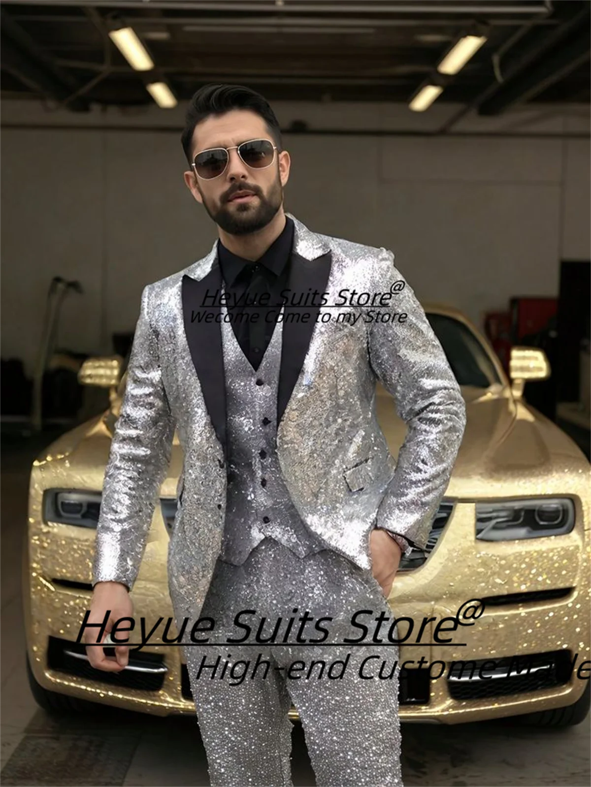 Gorgeous Shiny Sequin Groom Wedding Tuxedos Slim Fit Peak Lapel Prom Men Suits 3 Pieces Sets Male Party Blazers Costume Homme
Gorgeous Shiny Sequin Groom Wedding Tuxedos Slim Fit Peak Lapel Prom Men Suits 3 Pieces Sets Male Party Blazers Costume Homme
