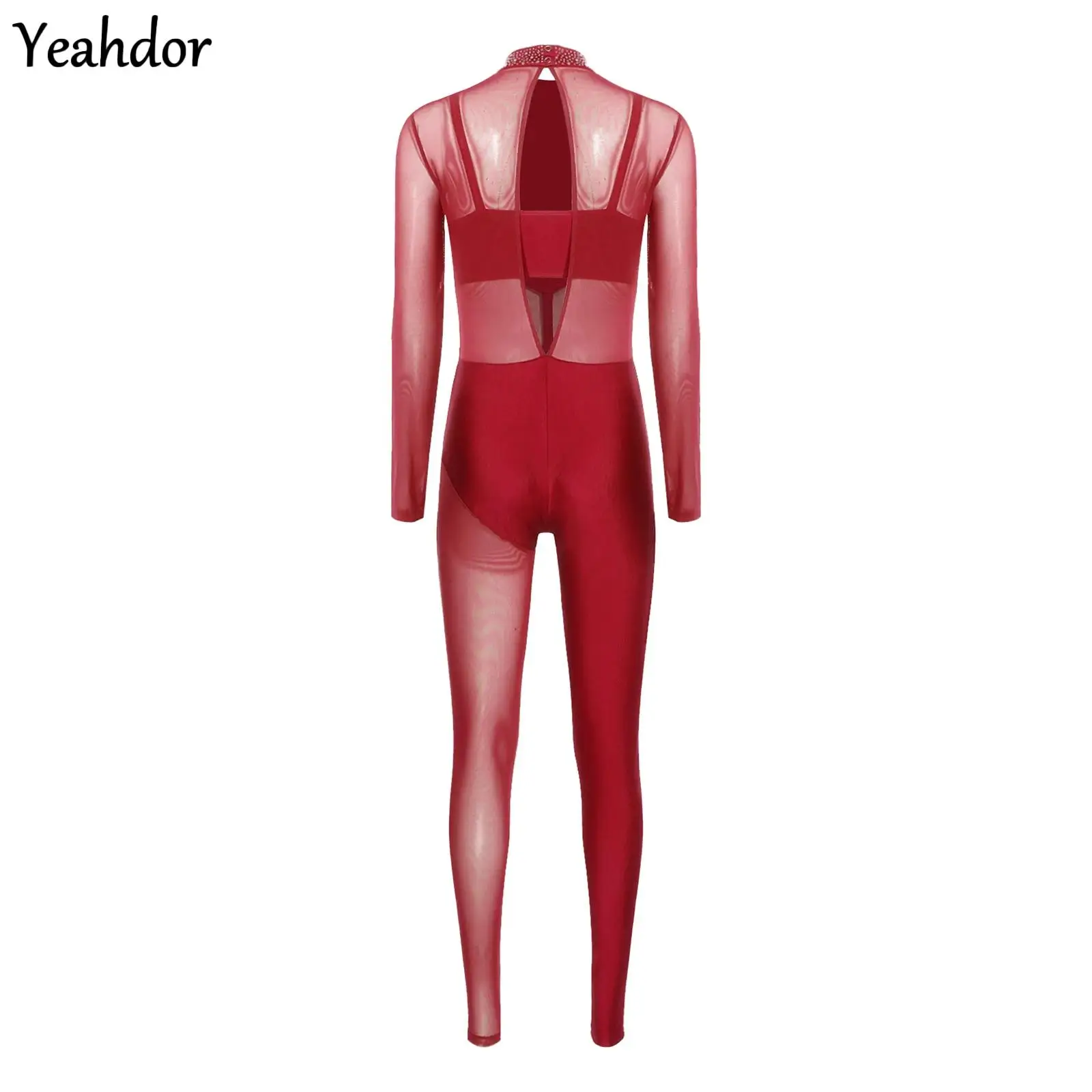 Women Gymnastics Unitard Bodysuit Rhinestone Sheer Mesh Patchwork Cutout Back Full Body Suit Jumpsuit Figure Skating Performance
Women Gymnastics Unitard Bodysuit Rhinestone Sheer Mesh Patchwork Cutout Back Full Body Suit Jumpsuit Figure Skating Performance
