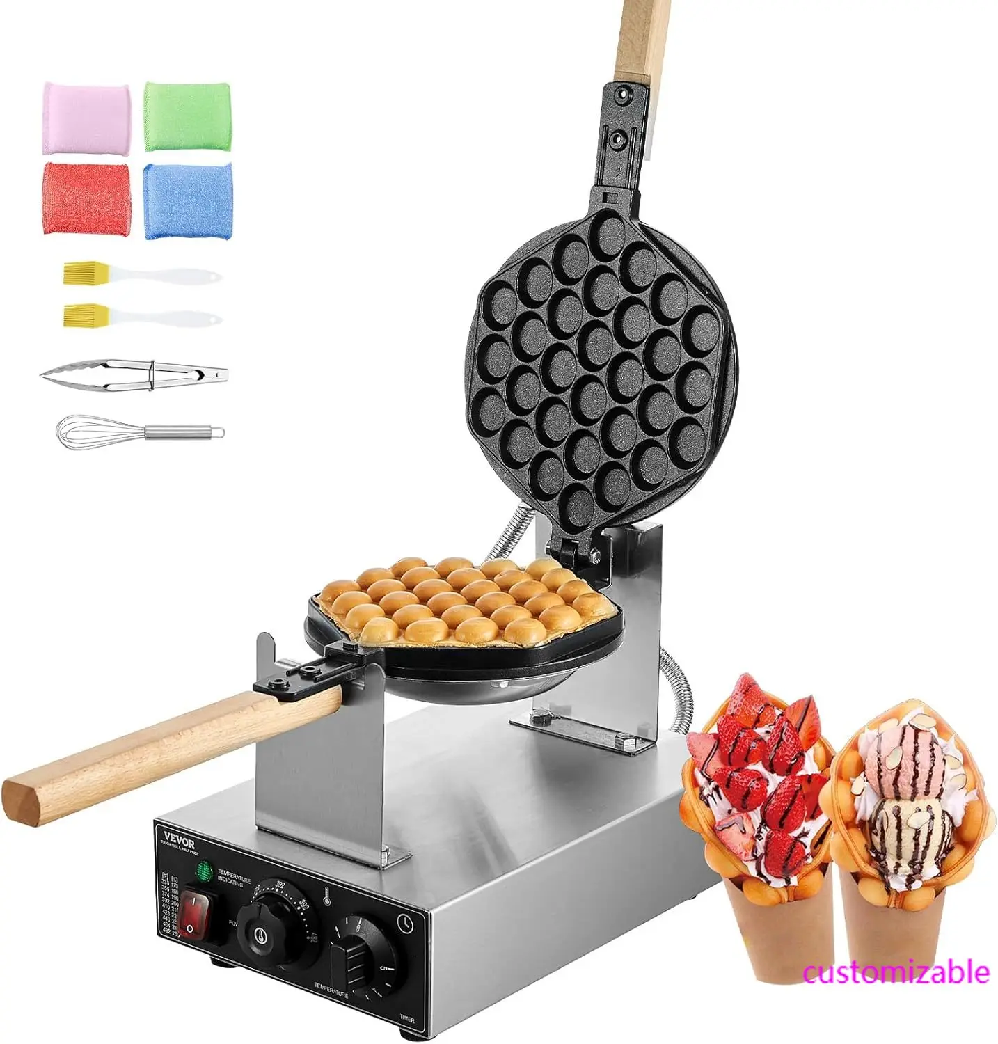Commercial Bubble Waffle Maker, 1400W Egg Pancake Baker Machine, Non-Stick Stainless Steel Egg Bubble Puff, 180° Rotatable 
Commercial Bubble Waffle Maker, 1400W Egg Pancake Baker Machine, Non-Stick Stainless Steel Egg Bubble Puff, 180° Rotatable