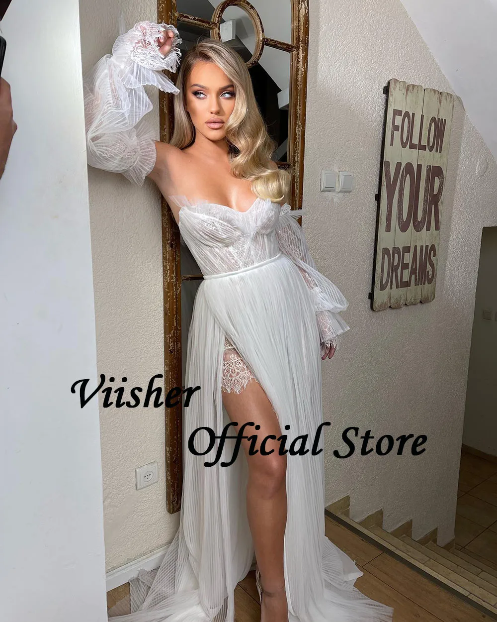Viisher Boho Wedding Dresses Sexy Leg Split Lace Tulle Bridal Gowns Sweetheart Women Wedding Gowns Puff Sleeve Custom Made
Viisher Boho Wedding Dresses Sexy Leg Split Lace Tulle Bridal Gowns Sweetheart Women Wedding Gowns Puff Sleeve Custom Made