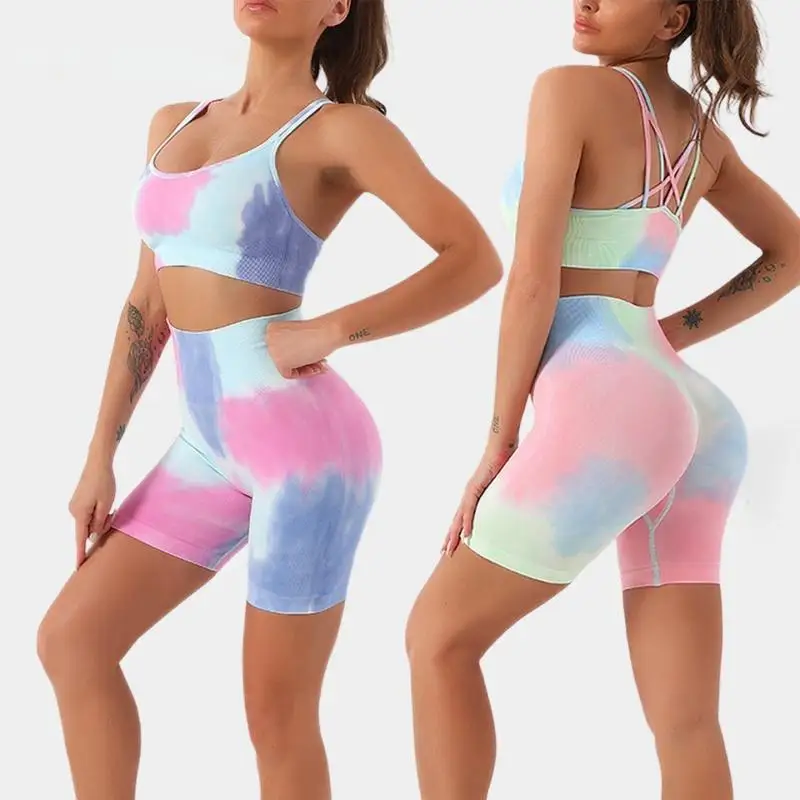 Tie-dye craft women's tight sexy lingerie shorts sports fitness set Riding and hiking sports fitness set Ball sports apparel
Tie-dye craft women's tight sexy lingerie shorts sports fitness set Riding and hiking sports fitness set Ball sports apparel